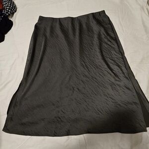 Lane Bryant Double Slit Satin Skirt In Dark Gray Size 18